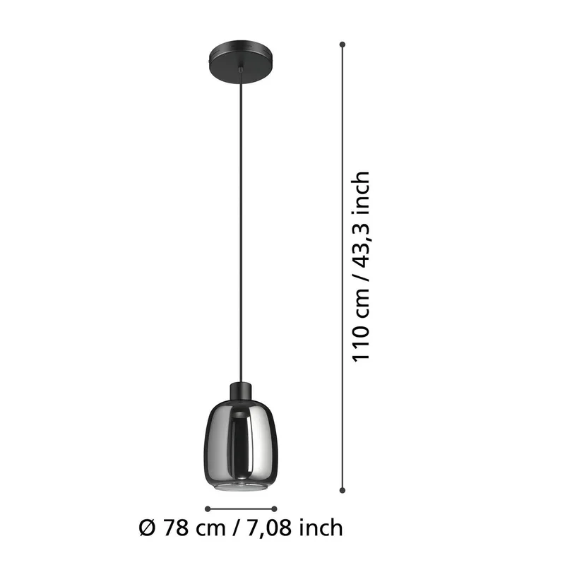 LED hanglamp Molochio-Z, 1-lamp, zwart van EGLO connect in Zwart, Chroom – productfoto 4 van 5