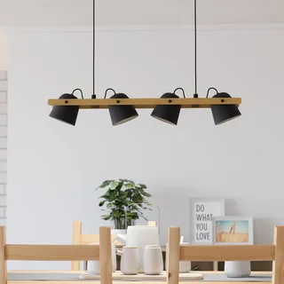 LED plafondlamp Hornwood-Z, 4-lamps, zwart by EGLO connect in Black, Licht hout – product photo 2 of 5