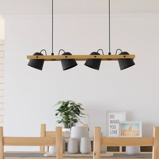 LED plafondlamp Hornwood-Z, 4-lamps, zwart by EGLO connect in Black, Licht hout – product photo 3 of 5