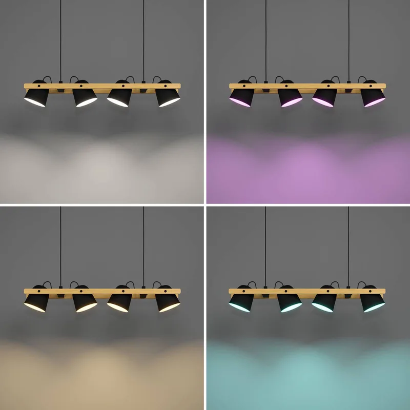 LED plafondlamp Hornwood-Z, 4-lamps, zwart by EGLO connect in Black, Licht hout – product photo 5 of 5