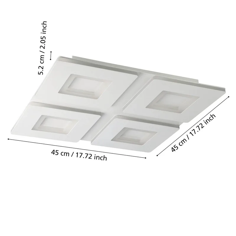 LED plafondlamp Padrogiano-Z 4-lamps, 45 x 45 cm van EGLO connect in Wit – productfoto 3 van 5