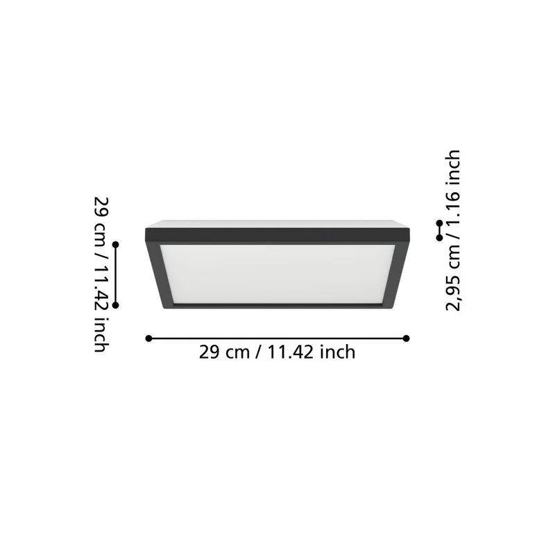 LED plafondlamp Rovito-Z, 29 x 29 cm van EGLO connect in Zwart – productfoto 4 van 5