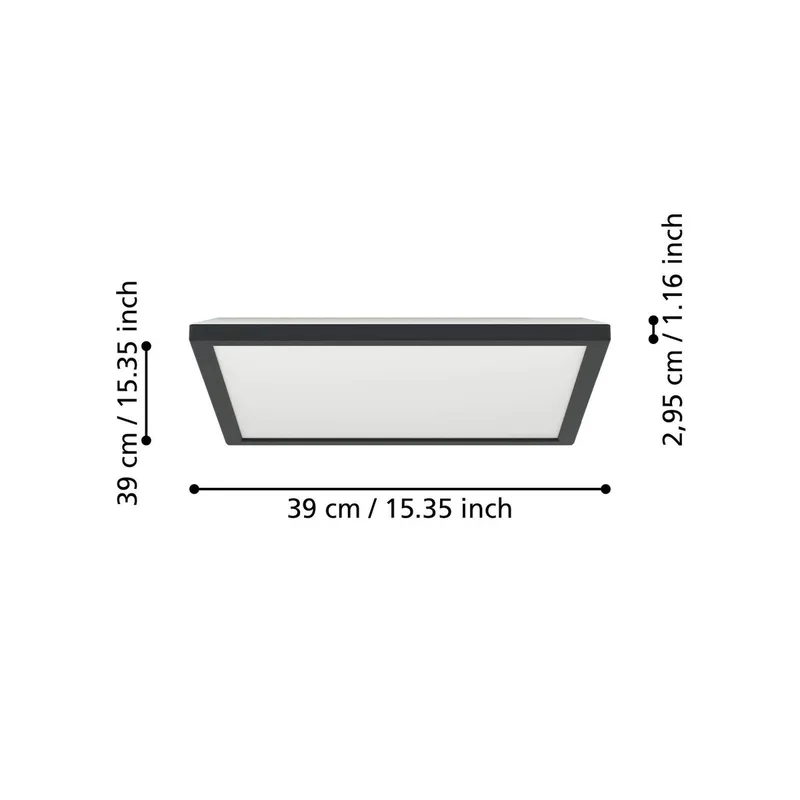LED plafondlamp Rovito-Z, 39 x 39 cm van EGLO connect in Zwart – productfoto 4 van 5