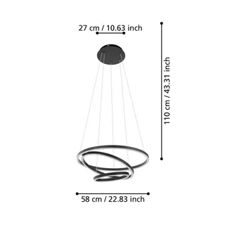 Lobinero-Z LED hanglamp, zwart by EGLO connect in Black, White – product photo 4 of 5
