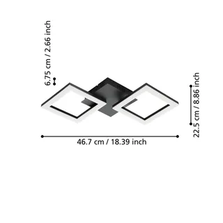 Paranday-Z LED plafondlamp 2-l. 47cm van EGLO connect in Zwart, Wit – productfoto 3 van 5