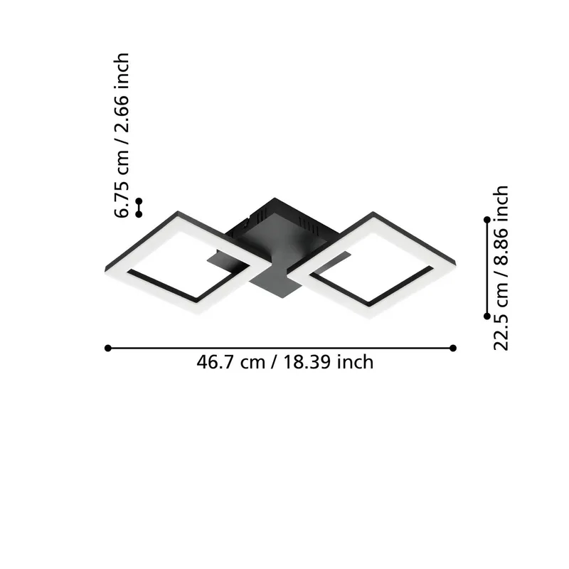 Paranday-Z LED plafondlamp 2-l. 47cm van EGLO connect in Zwart, Wit – productfoto 3 van 5
