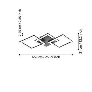 Paranday-Z LED plafondlamp 3-l. 65cm van EGLO connect in Zwart, Wit – productfoto 2 van 5