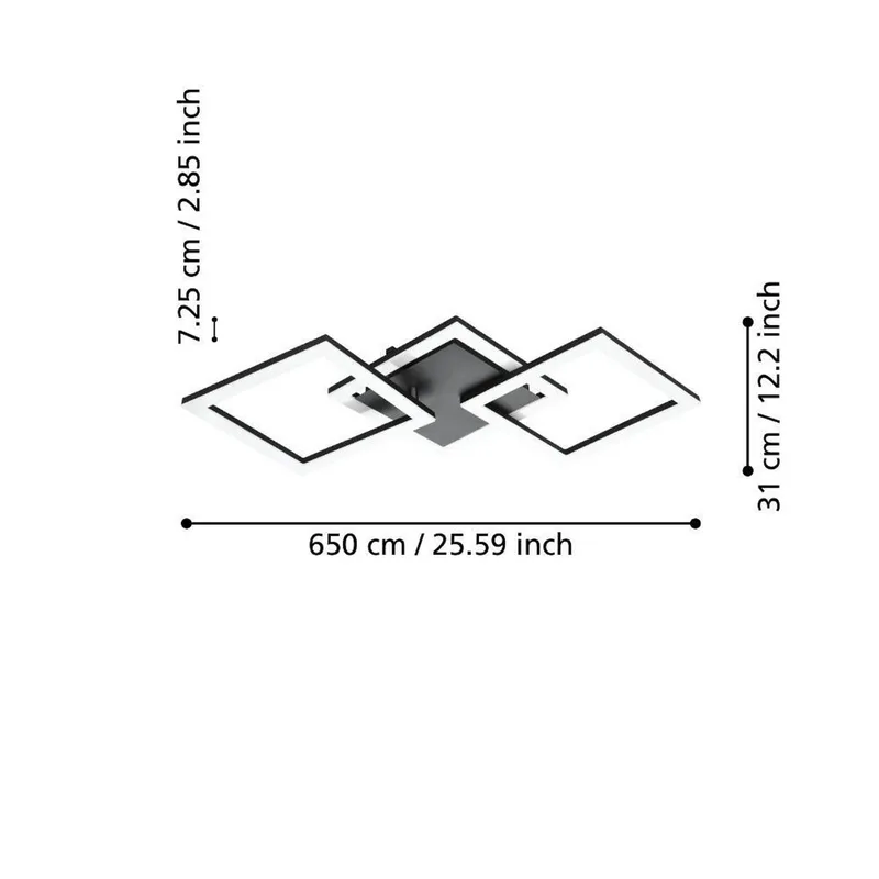 Paranday-Z LED plafondlamp 3-l. 65cm van EGLO connect in Zwart, Wit – productfoto 2 van 5