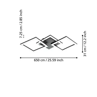 Paranday-Z LED plafondlamp 3-l. 65cm van EGLO connect in Zwart, Wit – productfoto 3 van 5