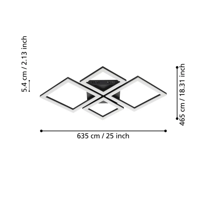 Paranday-Z LED plafondlamp 4-l. 63cm by EGLO connect in Black, White – product photo 4 of 5