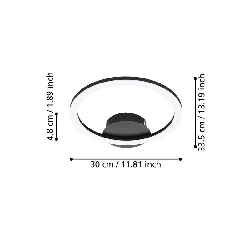 Parrapos-Z LED plafondlamp, 1-lamp van EGLO connect in Zwart, Wit – productfoto 4 van 5