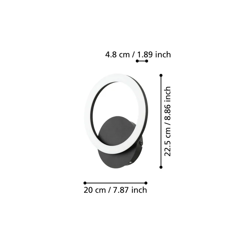 Parrapos-Z LED-væglampe, 1 lyskilde fra EGLO connect i Sort, Hvid – produktbillede 4 af 5