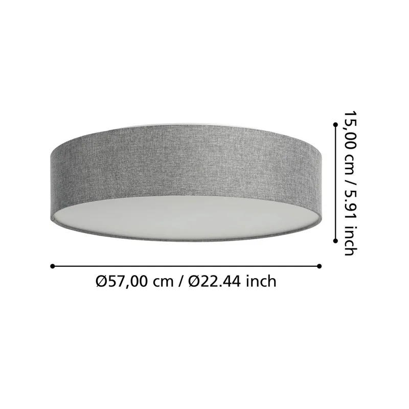 Romao-Z LED plafondlamp, Ø57cm, grijs de EGLO connect en Gris, Blanc – photo produit 4 sur 5