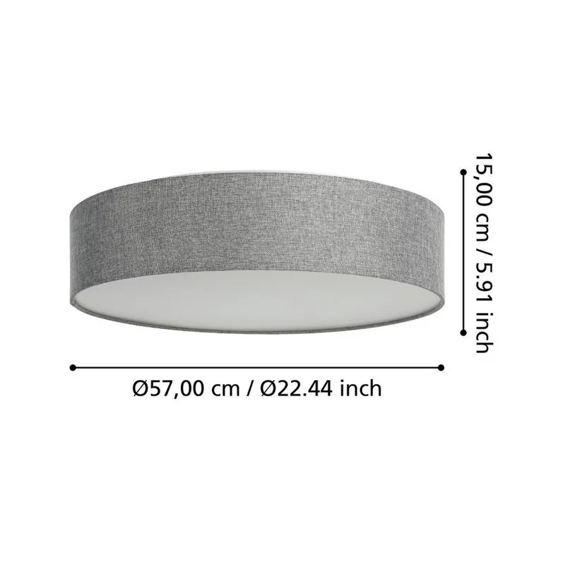 Romao-Z LED plafondlamp, Ø57cm, grijs de EGLO connect en Gris, Blanc – photo produit 3 sur 5