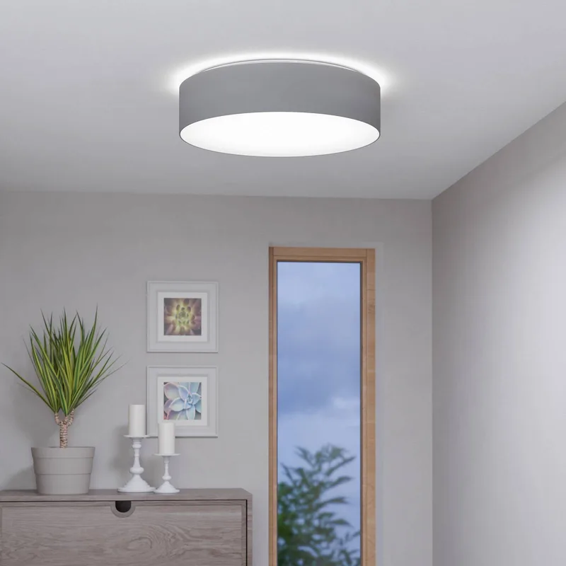 Romao-Z LED plafondlamp, Ø57cm, grijs de EGLO connect en Gris, Blanc – photo produit 2 sur 5