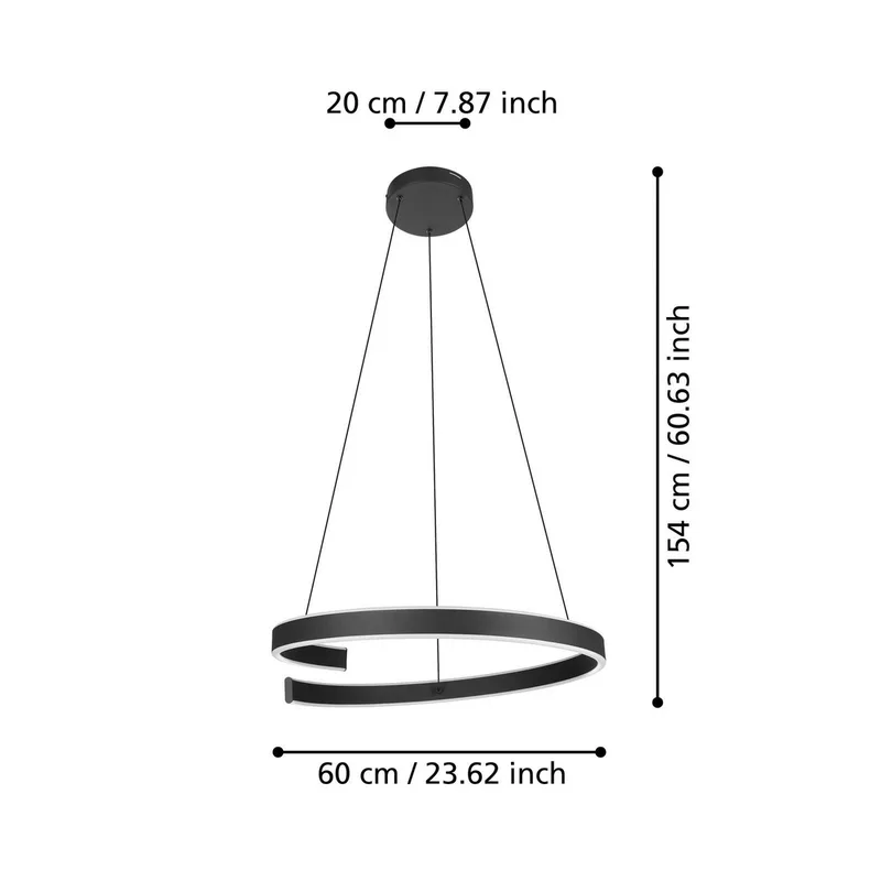 Smart LED-hængelampe Andabaia-Z, sort fra EGLO connect i Sort, Hvid – produktbillede 4 af 5