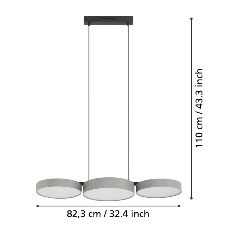 Smart LED hanglamp Barbano-Z, grijs de EGLO connect en Gris, Blanc – photo produit 4 sur 5