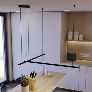 Smart LED hanglamp FLATRON-Z, 150 cm, zwart från EGLO connect i Matzwart – produktbild 2 av 4