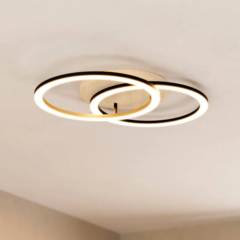 Smart LED plafondlamp Lomaltas-Z, 58 cm, 4400 lm de EGLO connect en Noir, Licht hout, Blanc – photo produit 1 sur 5