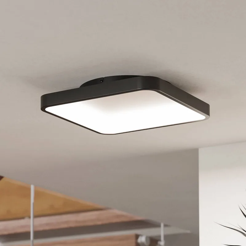 Smart LED plafondlamp Loretello-Z, hoekig, zwart de EGLO connect en Noir, Blanc – photo produit 1 sur 5