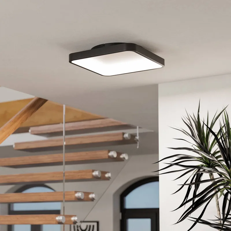 Smart LED plafondlamp Loretello-Z, hoekig, zwart de EGLO connect en Noir, Blanc – photo produit 2 sur 5