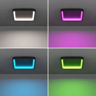 Smart LED plafondlamp Loretello-Z, hoekig, zwart de EGLO connect en Noir, Blanc – photo produit 5 sur 5