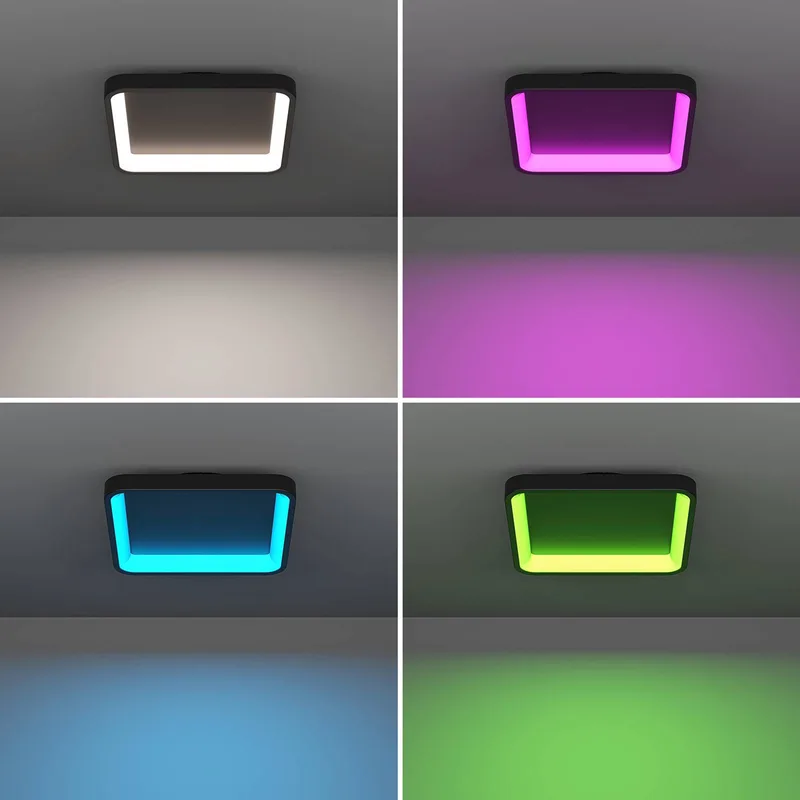 Smart LED plafondlamp Loretello-Z, hoekig, zwart de EGLO connect en Noir, Blanc – photo produit 5 sur 5