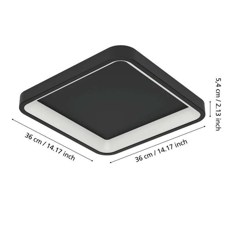 Smart LED plafondlamp Loretello-Z, hoekig, zwart de EGLO connect en Noir, Blanc – photo produit 4 sur 5