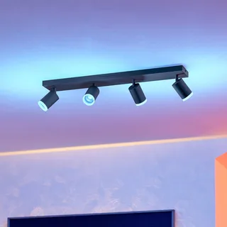 Smart LED-spot Melitello-Z, 4-lamps van EGLO connect in Zwart – productfoto 3 van 5