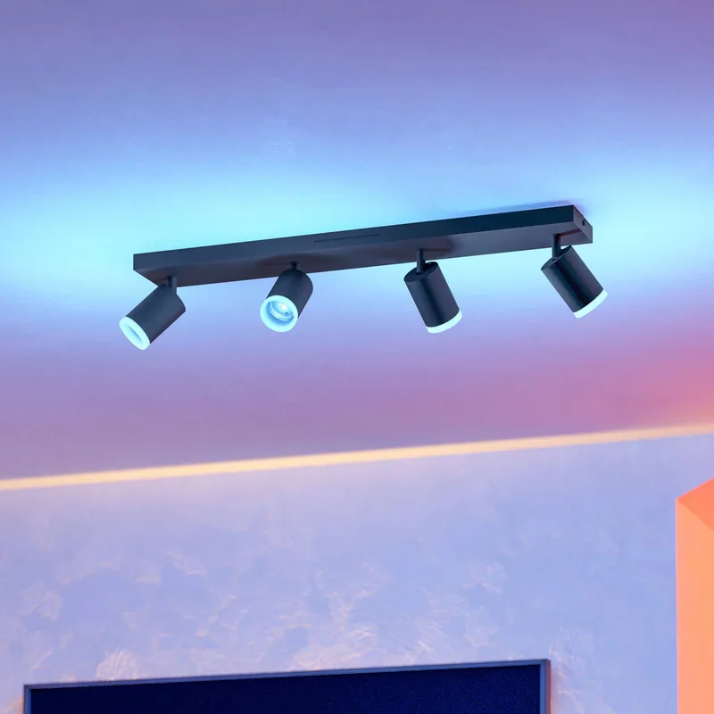 Smart LED-spot Melitello-Z, 4-lamps van EGLO connect in Zwart – productfoto 3 van 5