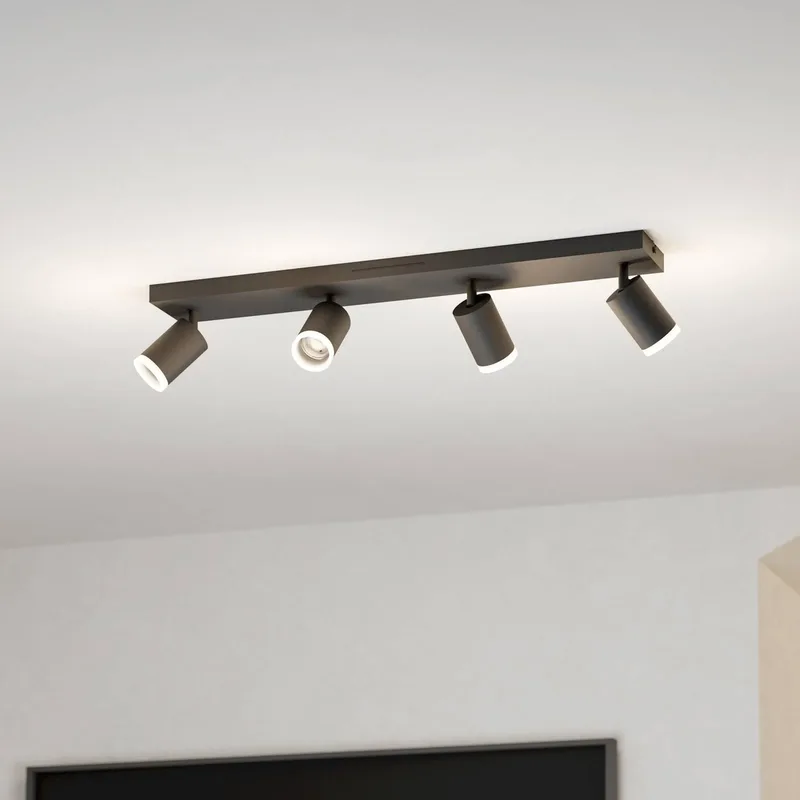 Smart LED-spot Melitello-Z, 4-lamps van EGLO connect in Zwart – productfoto 1 van 5