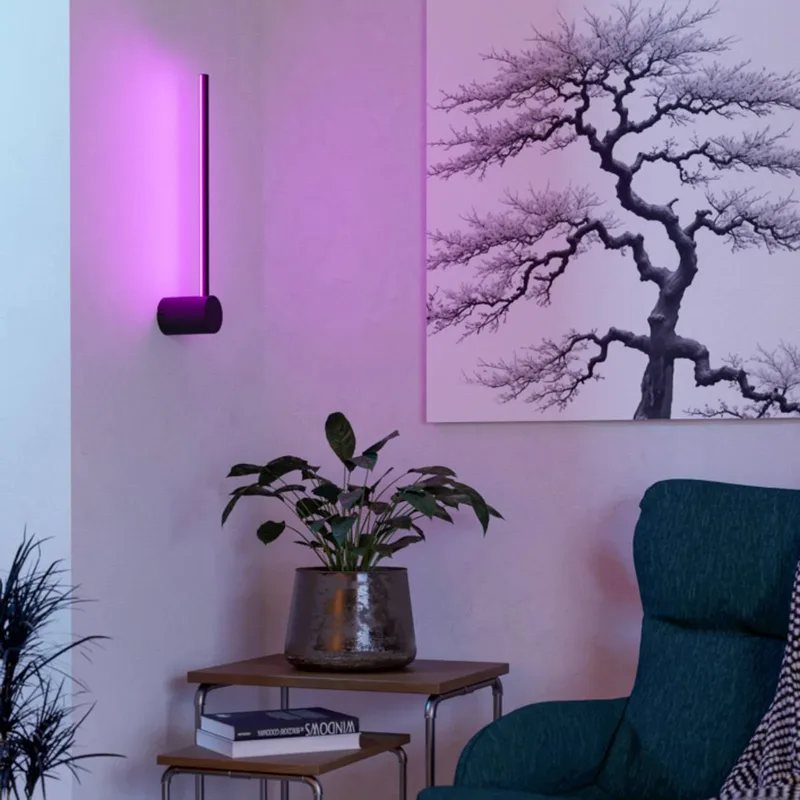 Smart LED wandlamp FLATRON-Z, zwart, 48 cm van EGLO connect in Mat zwart – productfoto 2 van 3
