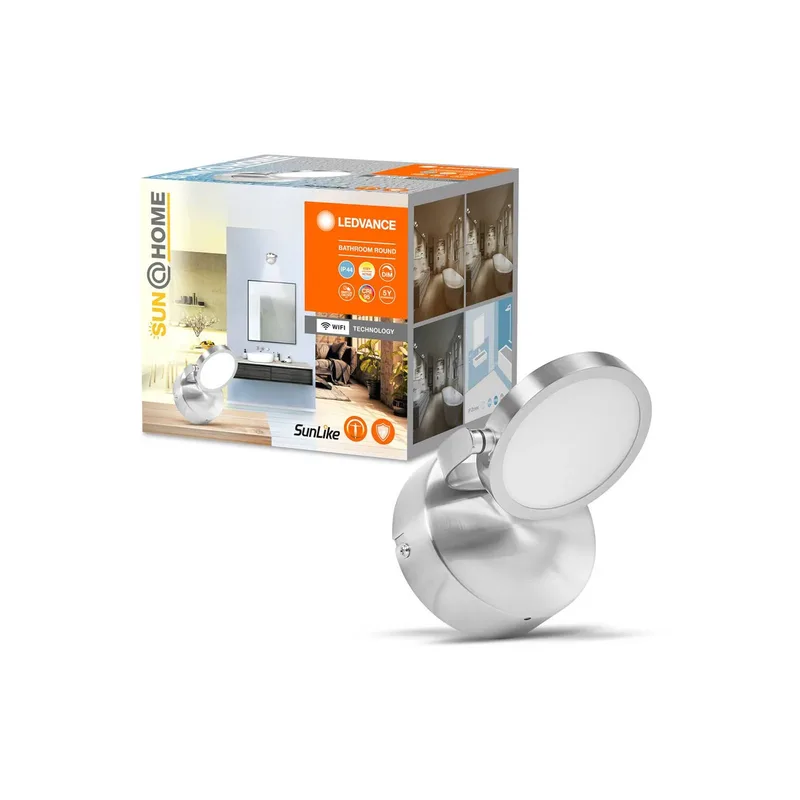 LEDVANCE SUN@Home Bathroom LED wandspot 1-lamp van LEDVANCE SMART+ in Geborsteld zilver – productfoto 1 van 3