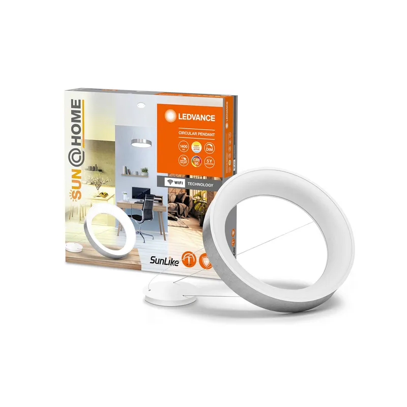LEDVANCE SUN@Home Circular LED hanglamp, zilver, HCL van LEDVANCE SMART+ in Zilver geborsteld – productfoto 4 van 5