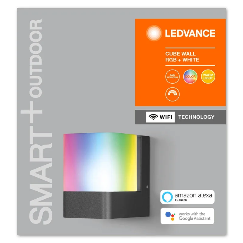 WiFi Cube LED wandlamp RGBW up van LEDVANCE SMART+ in Donkergrijs, Opaalwit – productfoto 4 van 5
