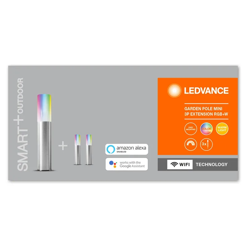 WiFi Garden Pole mini 22,7cm per 3 von LEDVANCE SMART+ in Roestvrij staal, Opaalwit – Produktfoto 5 von 5