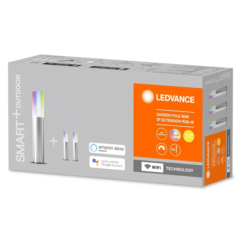 WiFi Garden Pole mini 22,7cm per 3 von LEDVANCE SMART+ in Roestvrij staal, Opaalwit – Produktfoto 4 von 5