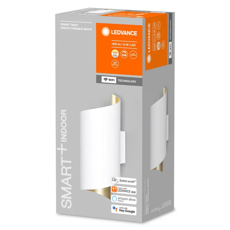 WiFi Orbis Wall Twist, wit de LEDVANCE SMART+ en Blanc, Or – photo produit 3 sur 4
