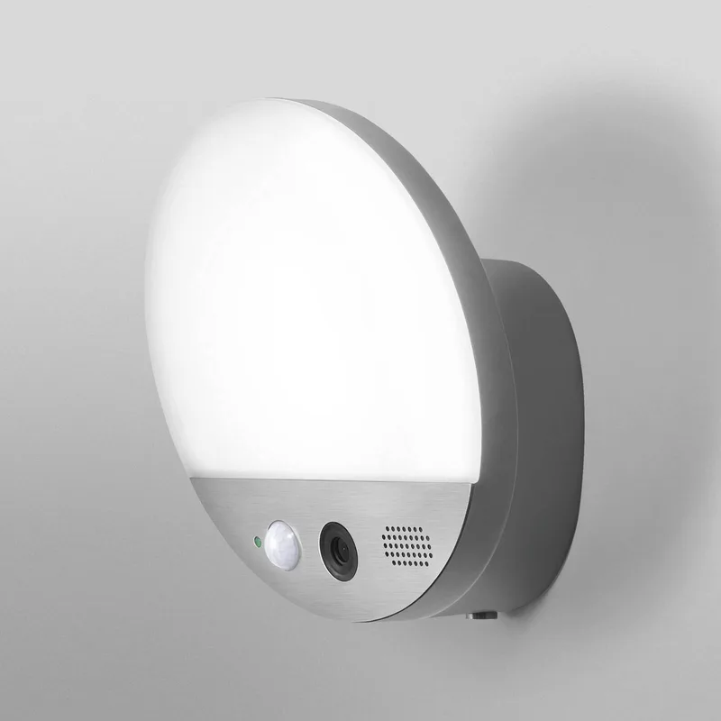 WiFi buitenwandlamp ROUND, camera, sensor, grijs van OSRAM SMART+ in Donkergrijs – productfoto 4 van 4