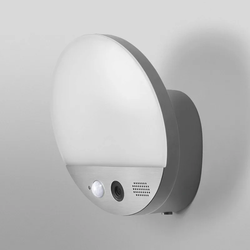 WiFi buitenwandlamp ROUND, camera, sensor, grijs van OSRAM SMART+ in Donkergrijs – productfoto 3 van 4