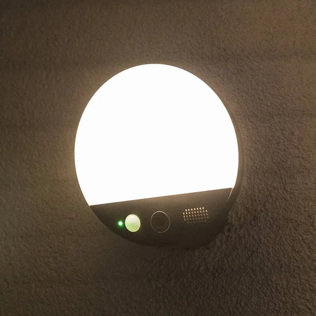 WiFi buitenwandlamp ROUND, camera, sensor, grijs