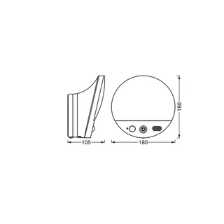WiFi buitenwandlamp ROUND, camera, sensor, grijs van OSRAM SMART+ in Donkergrijs – productfoto 2 van 4