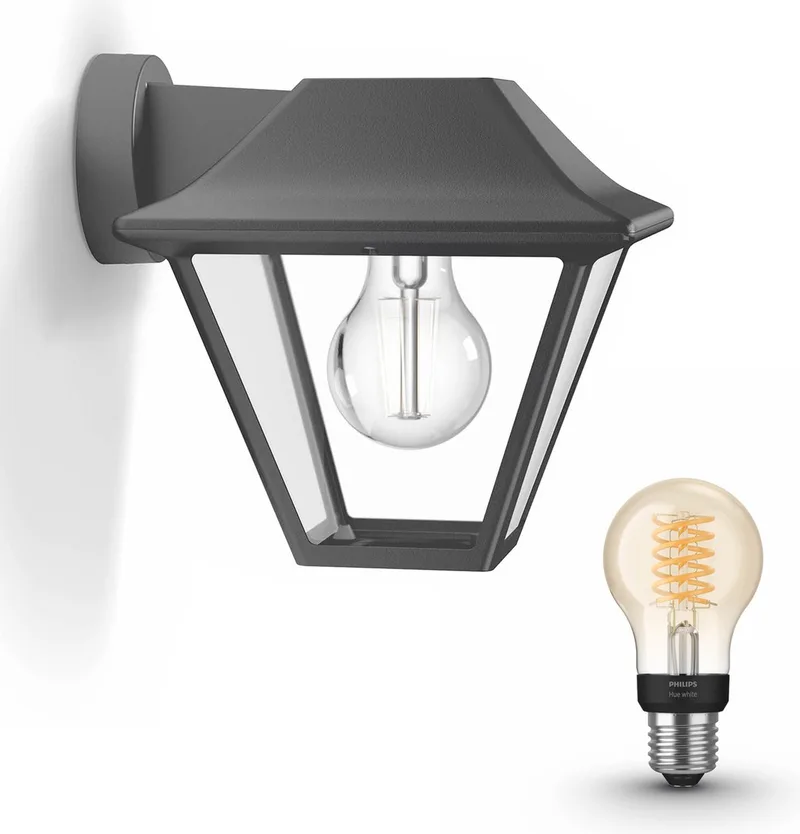 Alpenglow Wandlamp voor Buiten - Buitenlamp - E27 - Warmwit Licht - Hue White Filament de Philips Hue en Anthracite – photo produit