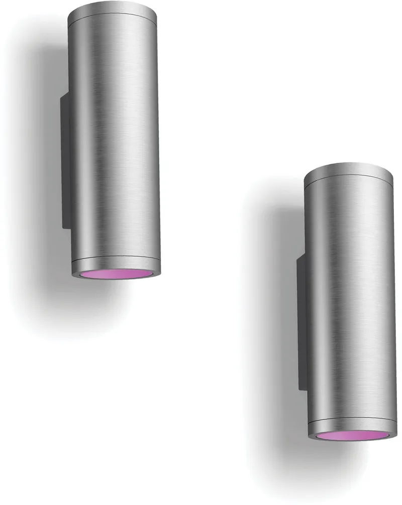 Appear Wandlamp voor Buiten Up & Down (Roestvrij Staal) - 2 stuks - Wit en Gekleurd Licht - Hue White and Color Ambiance van Philips Hue in Grijs – productfoto