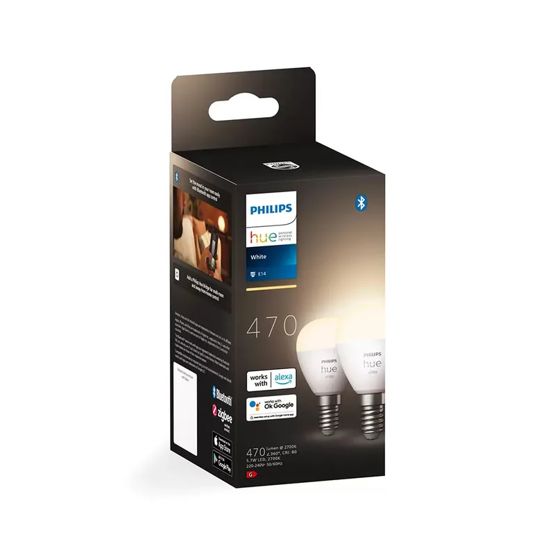 Außen-Wandleuchte Hue LED Lampe E14 2er Set 5,7W 470lm Luster van Philips Hue in Wit – productfoto 4 van 4
