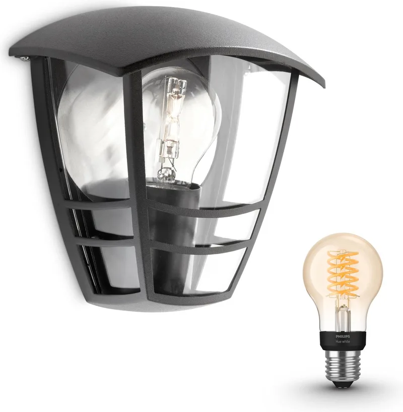 Creek Wandlamp voor Buiten - Buitenlamp - E27 - Warmwit Licht - Hue White Filament by Philips Hue in Black – product photo