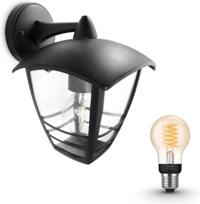 Creek Wandlamp voor Buiten Neerwaarts - Buitenlamp - E27 - Warmwit Licht - Hue White Filament de Philips Hue en Noir – photo produit