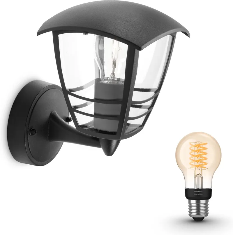 Creek Wandlamp voor Buiten Opwaarts - Buitenlamp - E27 - Warmwit Licht - Hue White Filament de Philips Hue en Noir – photo produit