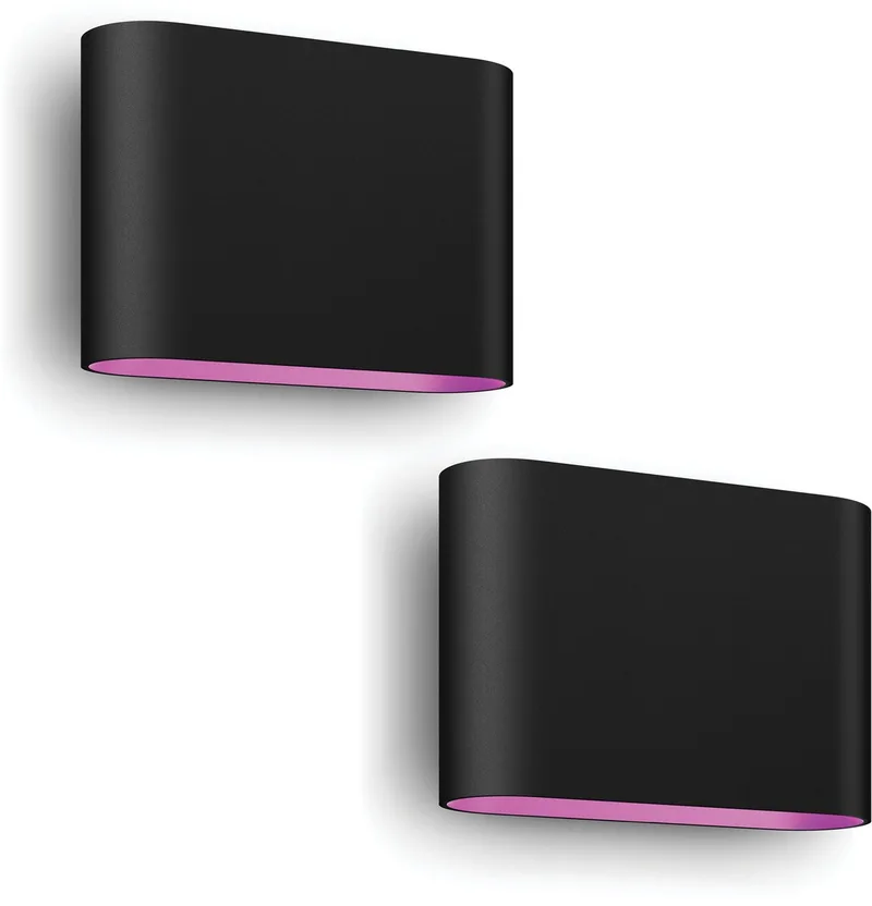 Dymera Wandlamp voor Buiten Up & Down - 2 stuks - Wit en Gekleurd Licht - Hue White and Color Ambiance de Philips Hue en Noir – photo produit