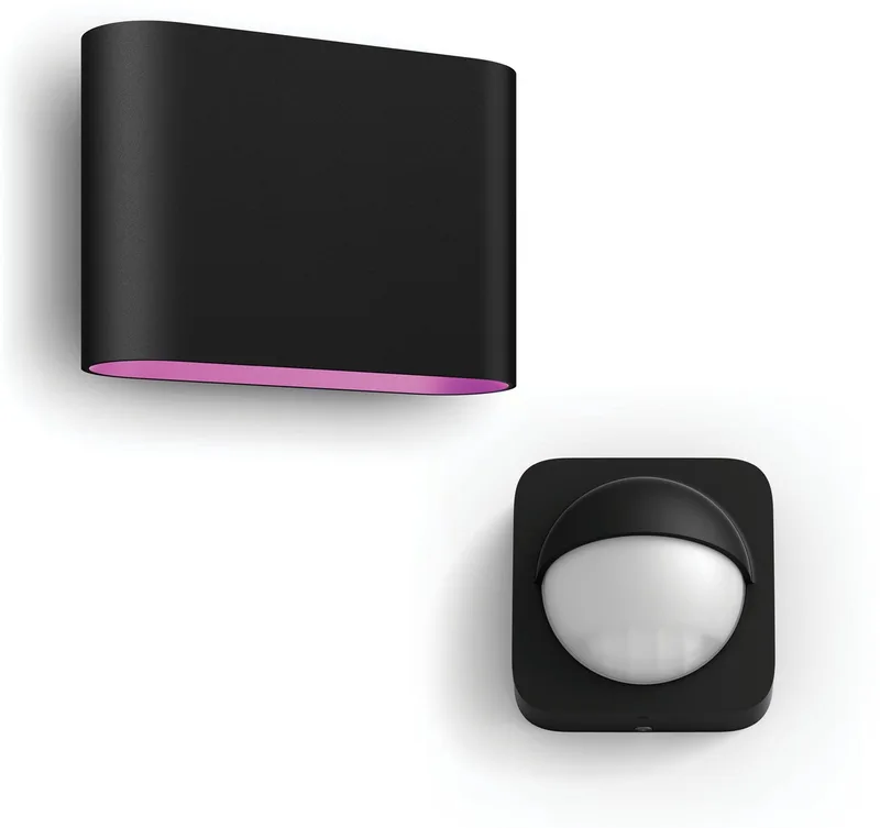 Dymera Wandlamp voor Buiten Up & Down - Wit en Gekleurd Licht - Incl. Hue Bewegingssensor voor Buiten - Hue White and Color Ambiance von Philips Hue in Schwarz – Produktfoto